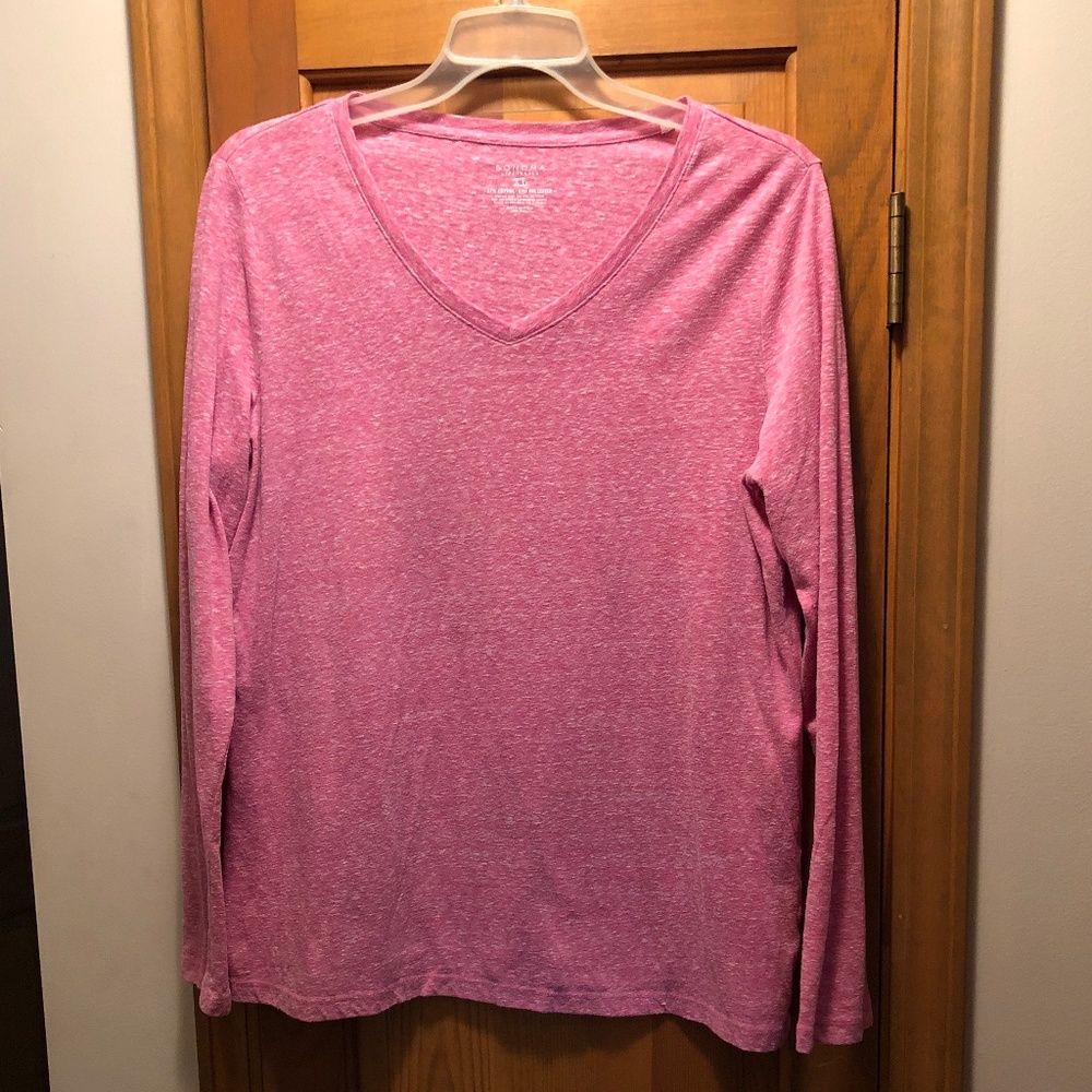 Sonoma Lifestyle Long Sleeve Pink/white variegated tee Size XL